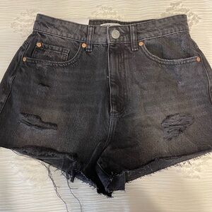 Black high rise Garage Demin short